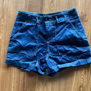 Dark wash denim shorts
